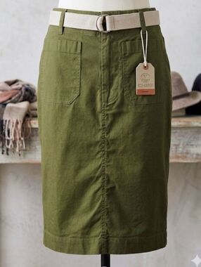 Anthropologie Olive Utility Pencil Skirt (Size S)